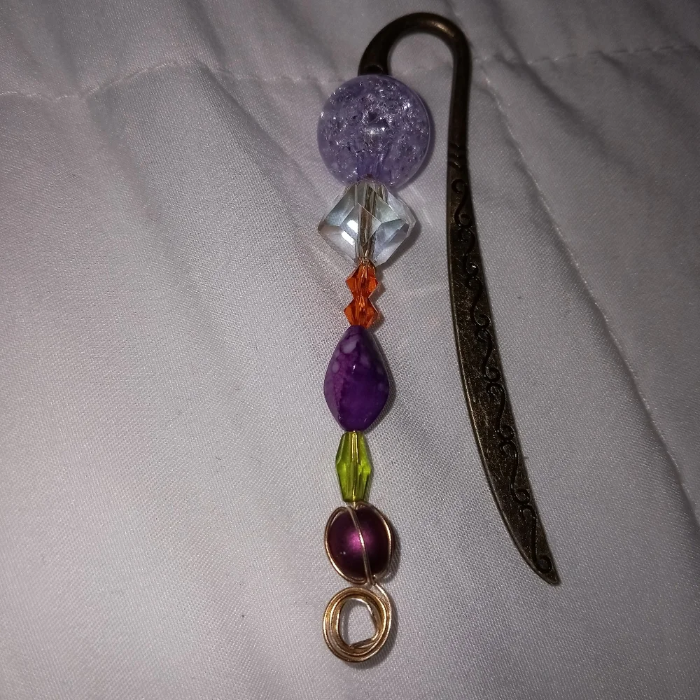 hand crafted New antique gold mixed media crystal bookmark